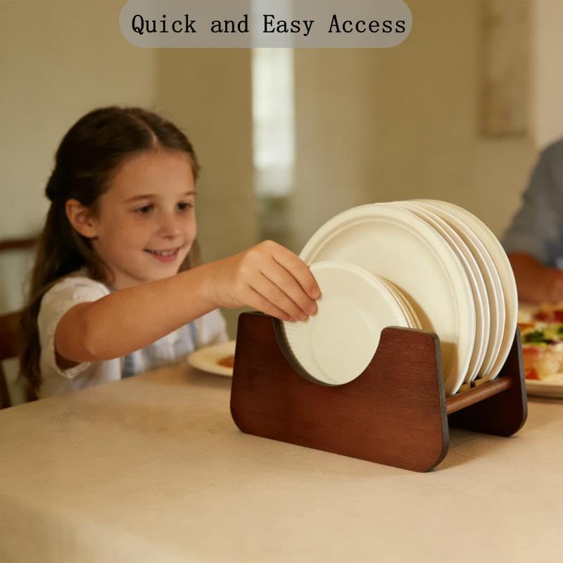Outdoor picnic setup with paper plate holder