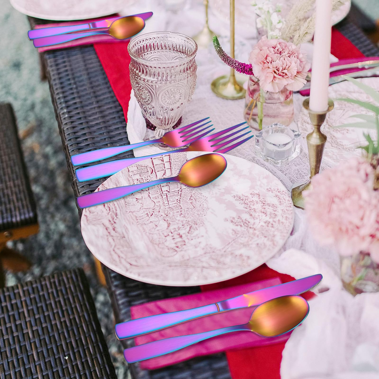 rainbow matte flatware for formal and casual dining
