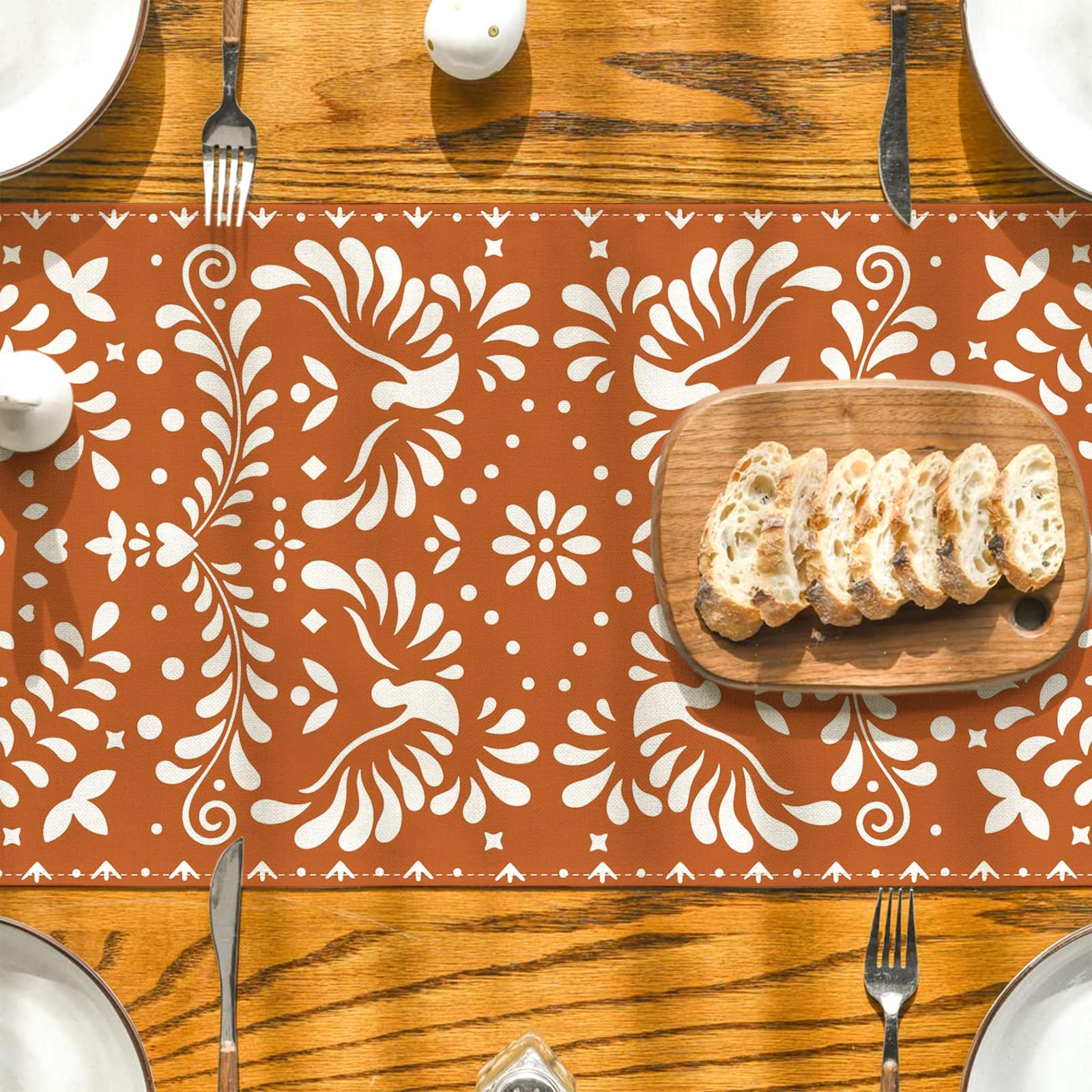 Kitchen dining setup with 13x72 table runner