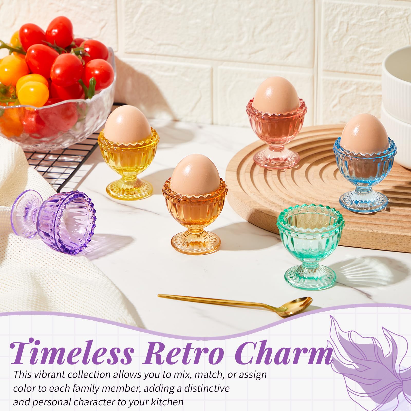 Dishwasher safe glass egg cups six pack