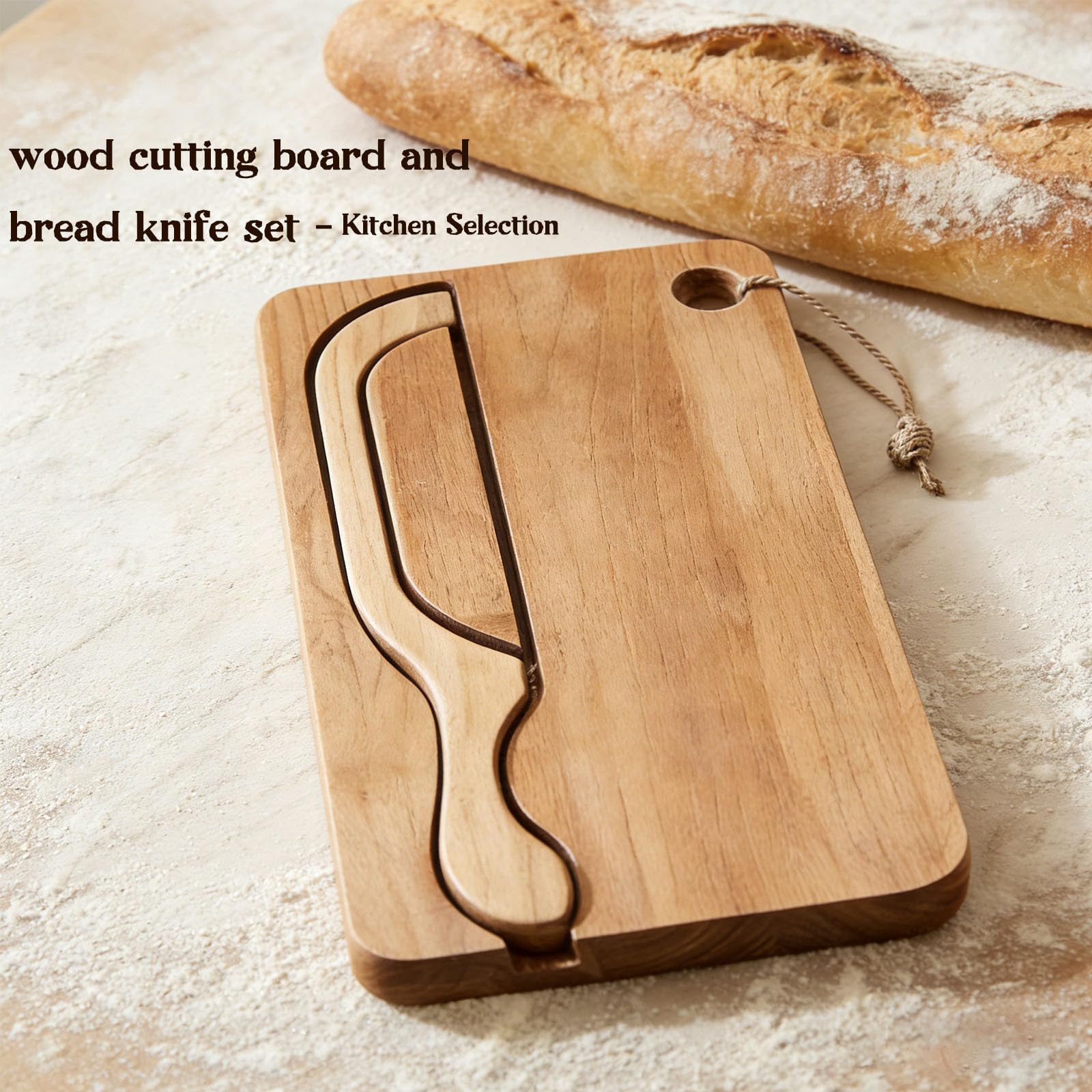 Gift-ready bread knife and cutting board set packaging