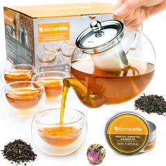 Kitchen Kite glass teapot set with 35oz capacity
