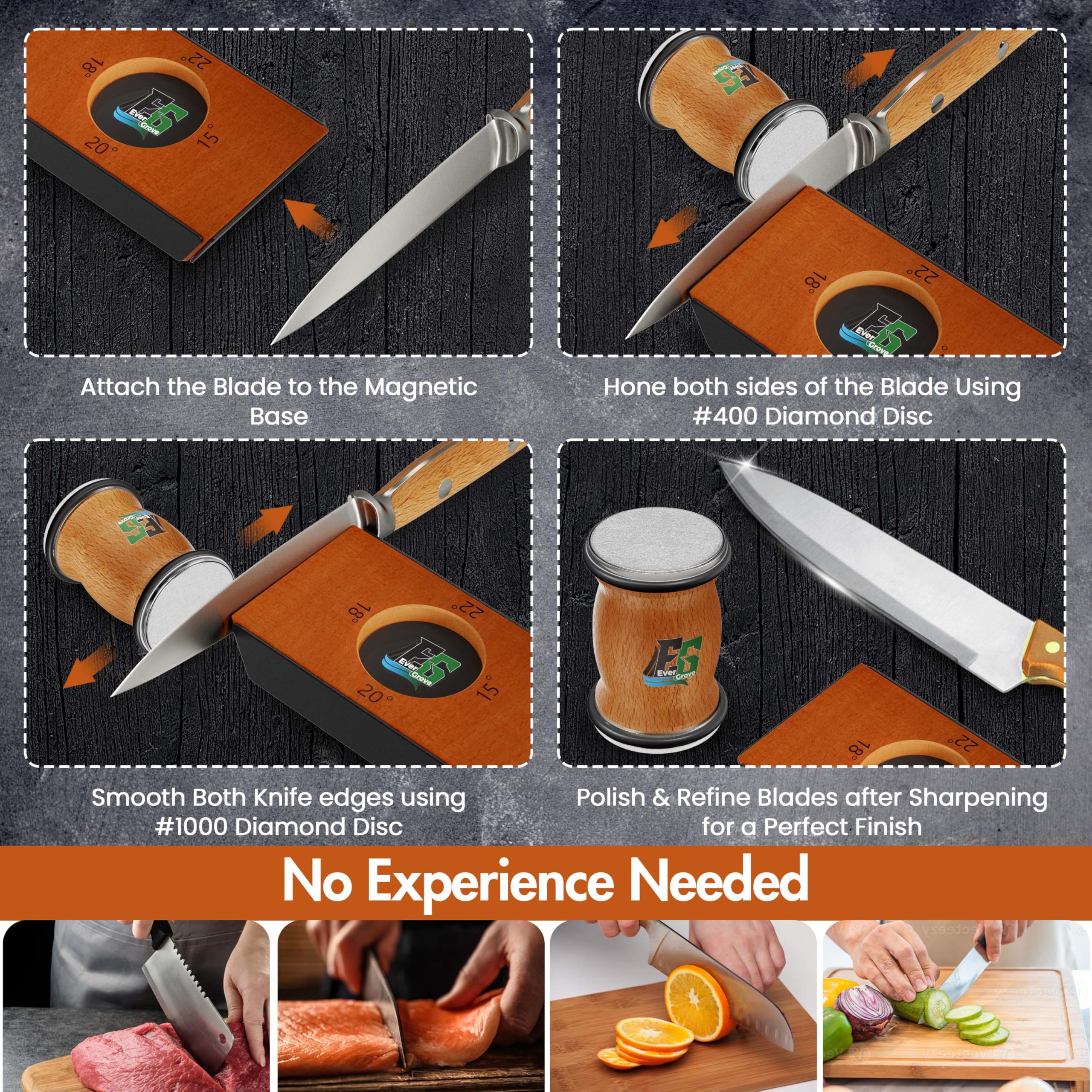 Kitchen setup with knife sharpener on countertop