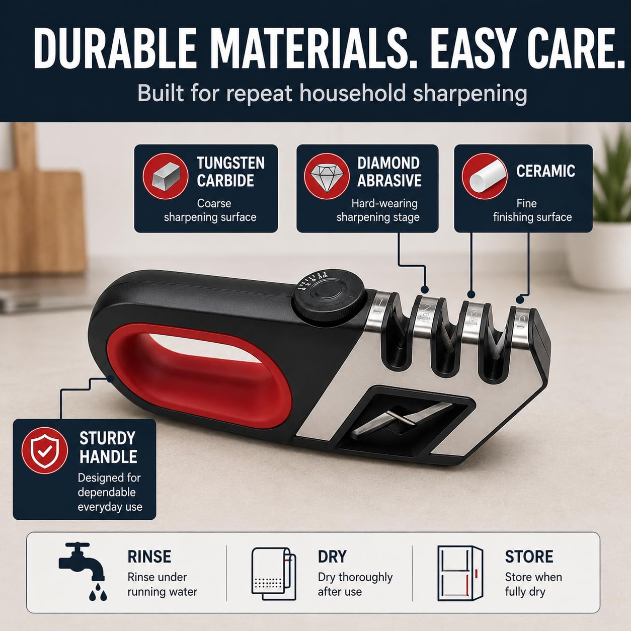 Durable non-slip base knife sharpener image