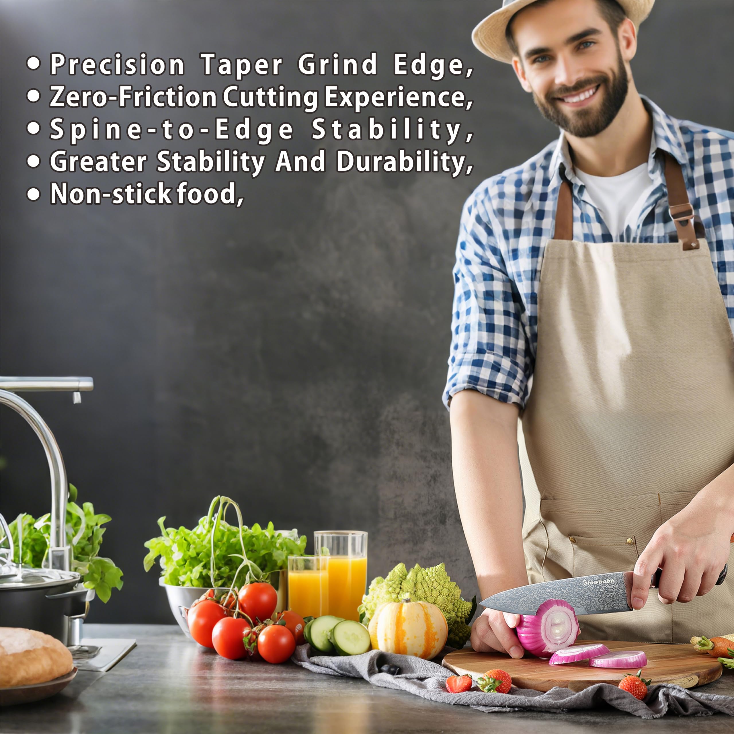 Glowbobo 8 Inch Chef Knife with accessory set