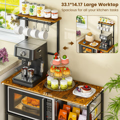 Kitchen microwave stand with adjustable shelf open shelves