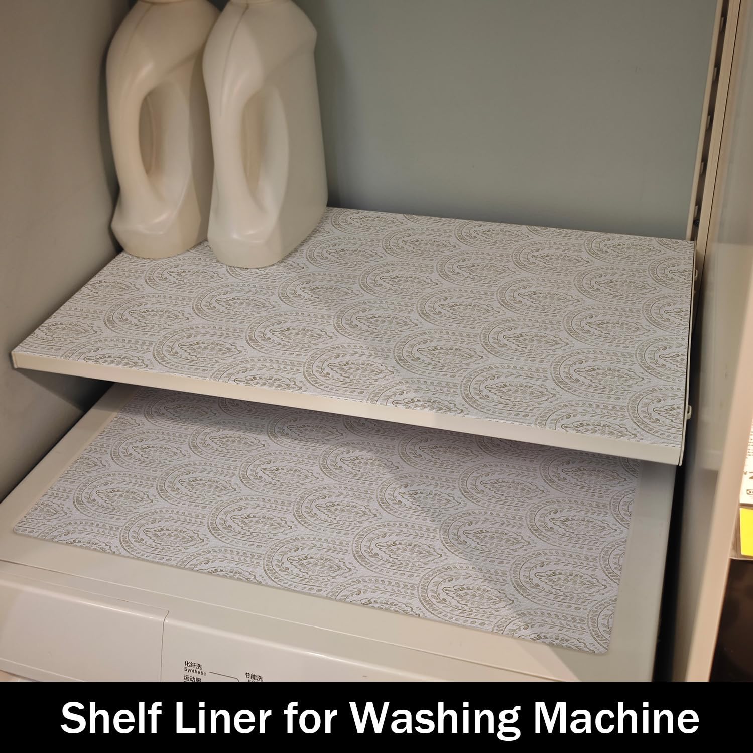 Textured top and bottom shelf liner for secure placement