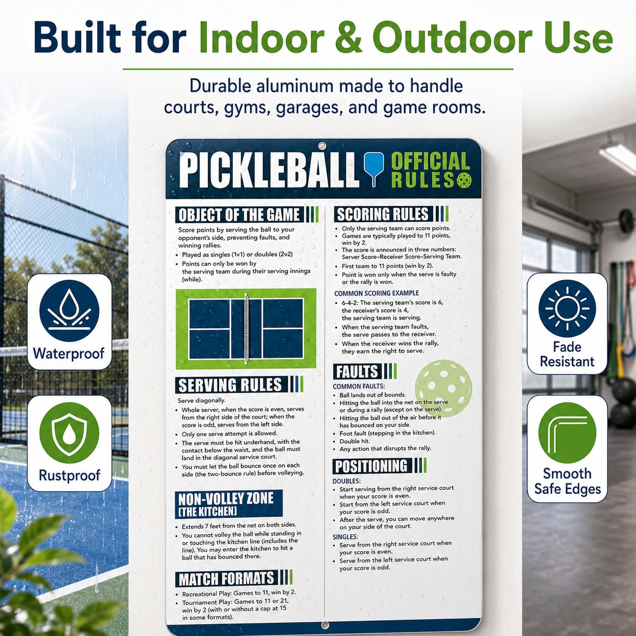 Outdoor court sign for pickleball players and coaches