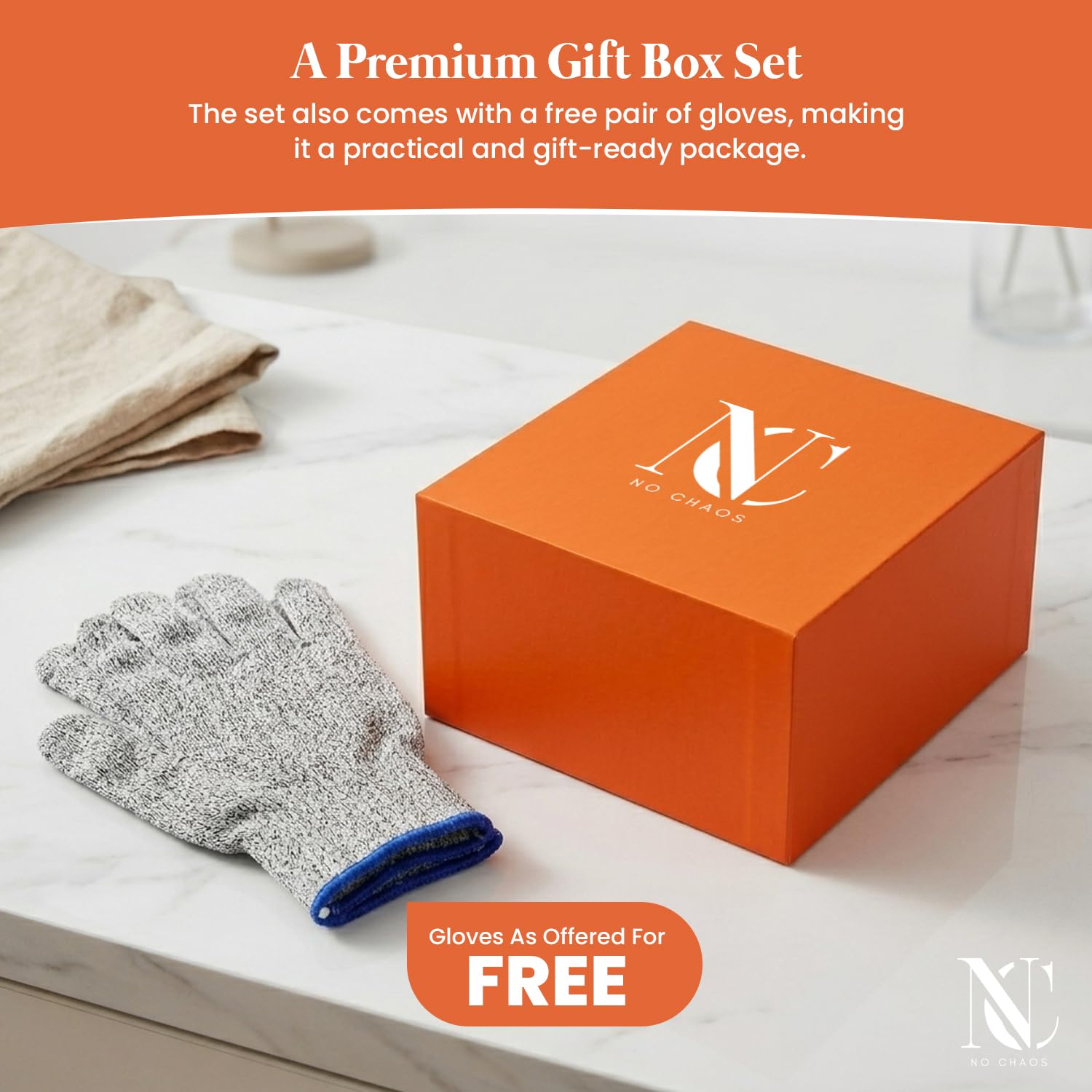 Gift-ready No Chaos rolling knife sharpener in luxury box