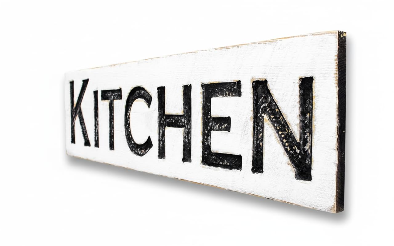 Kitchen Sign solid wood with rustic distressed finish