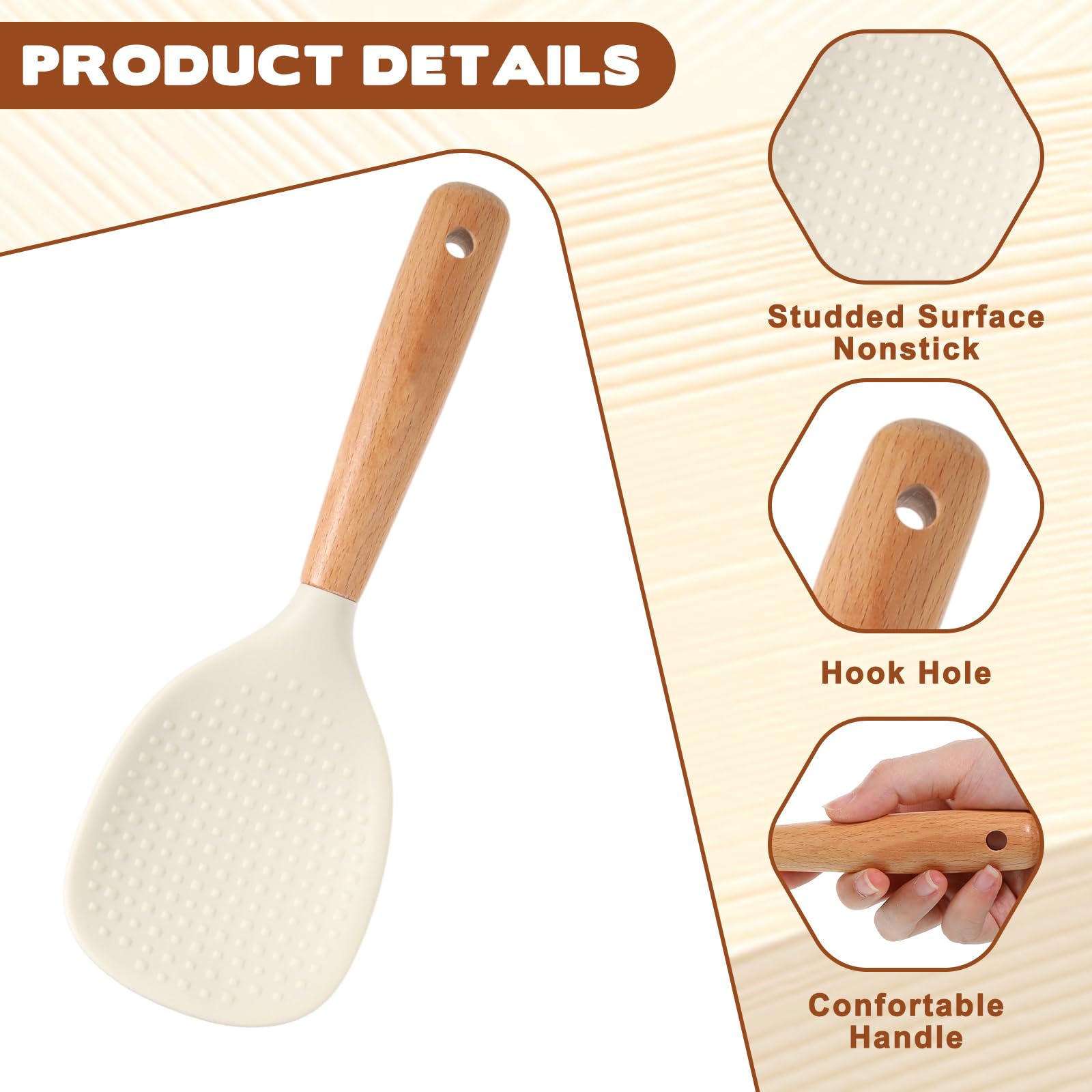 Versatile silicone rice spoon for grains and vegetables