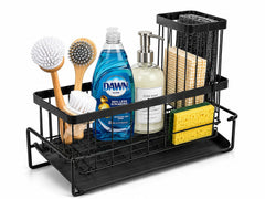 Kitchen Sink Caddy Organizer with Removable Drain Tray black finish