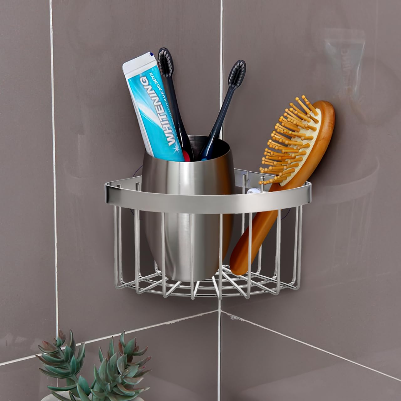 Kitchen sink organizer with sleek silver finish