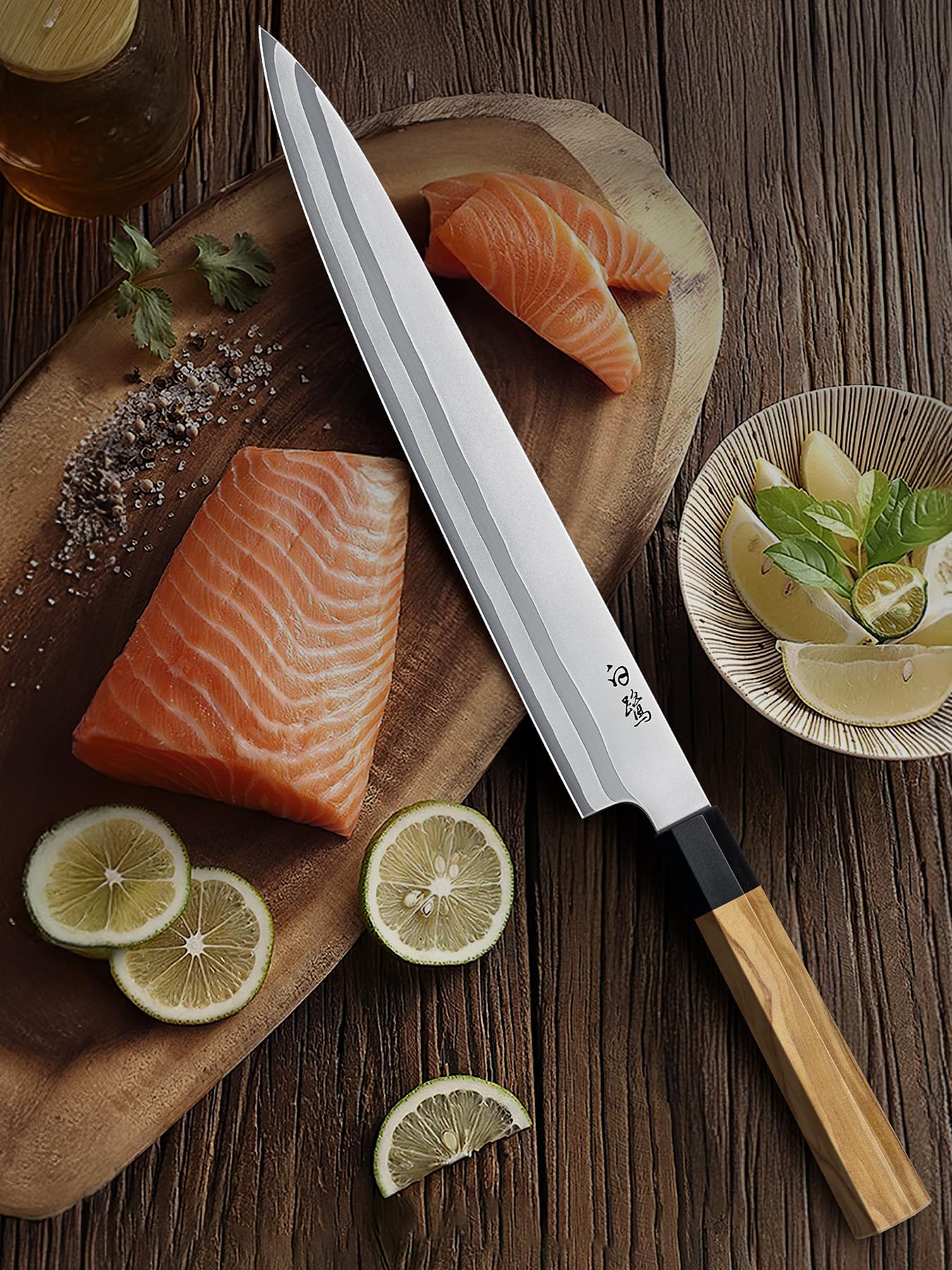 Multi-purpose yanagiba knife for fish and vegetables