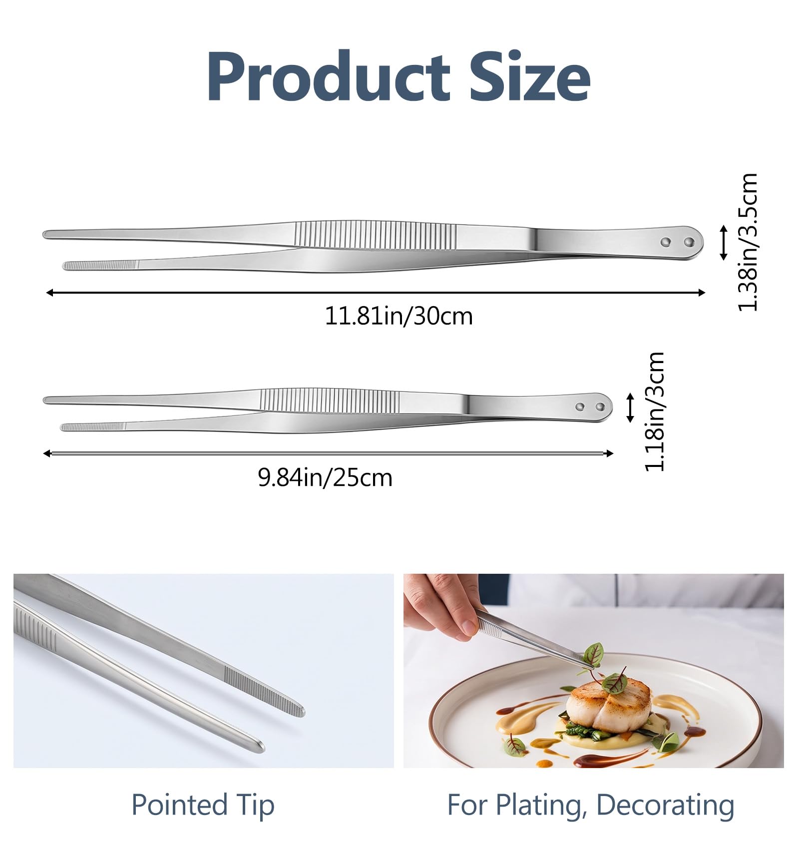 10 inch kitchen tweezers for cooking dual pack