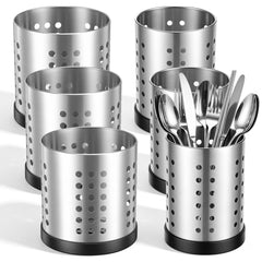 Kitchen Utensil Holder 6 Pack stainless steel with black base