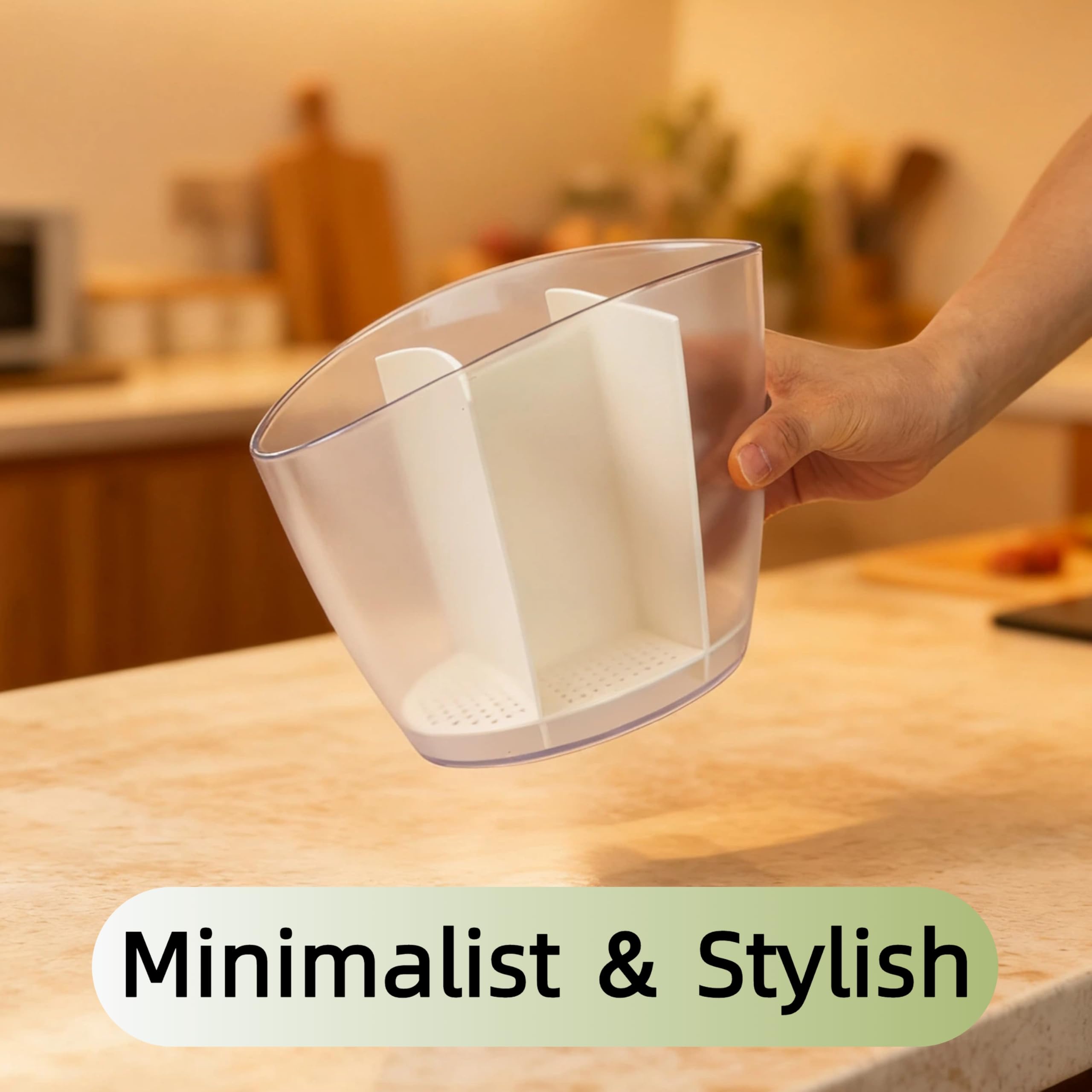 White plastic utensil organizer for kitchen