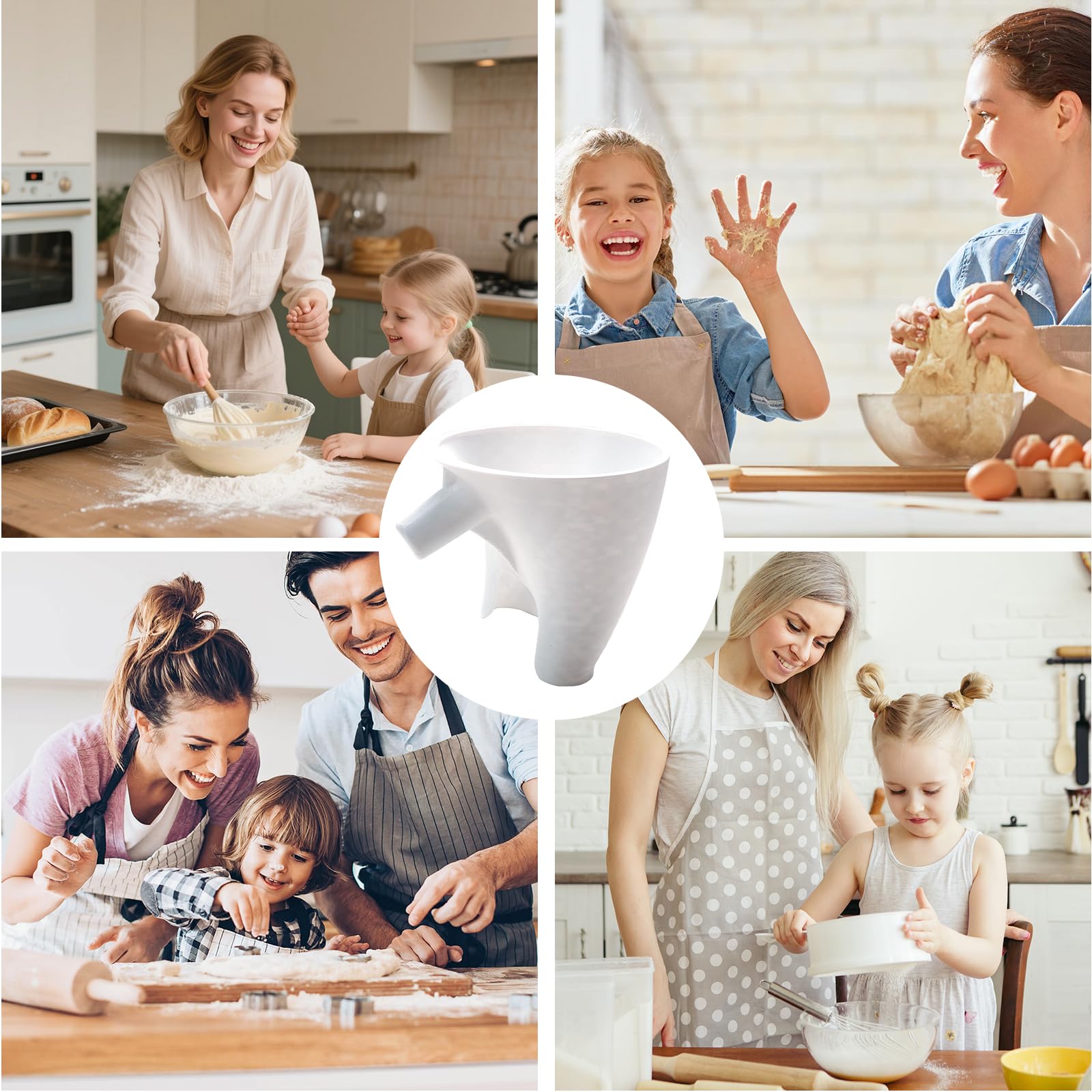 Compact storage friendly flour funnel for KitchenAid mixer