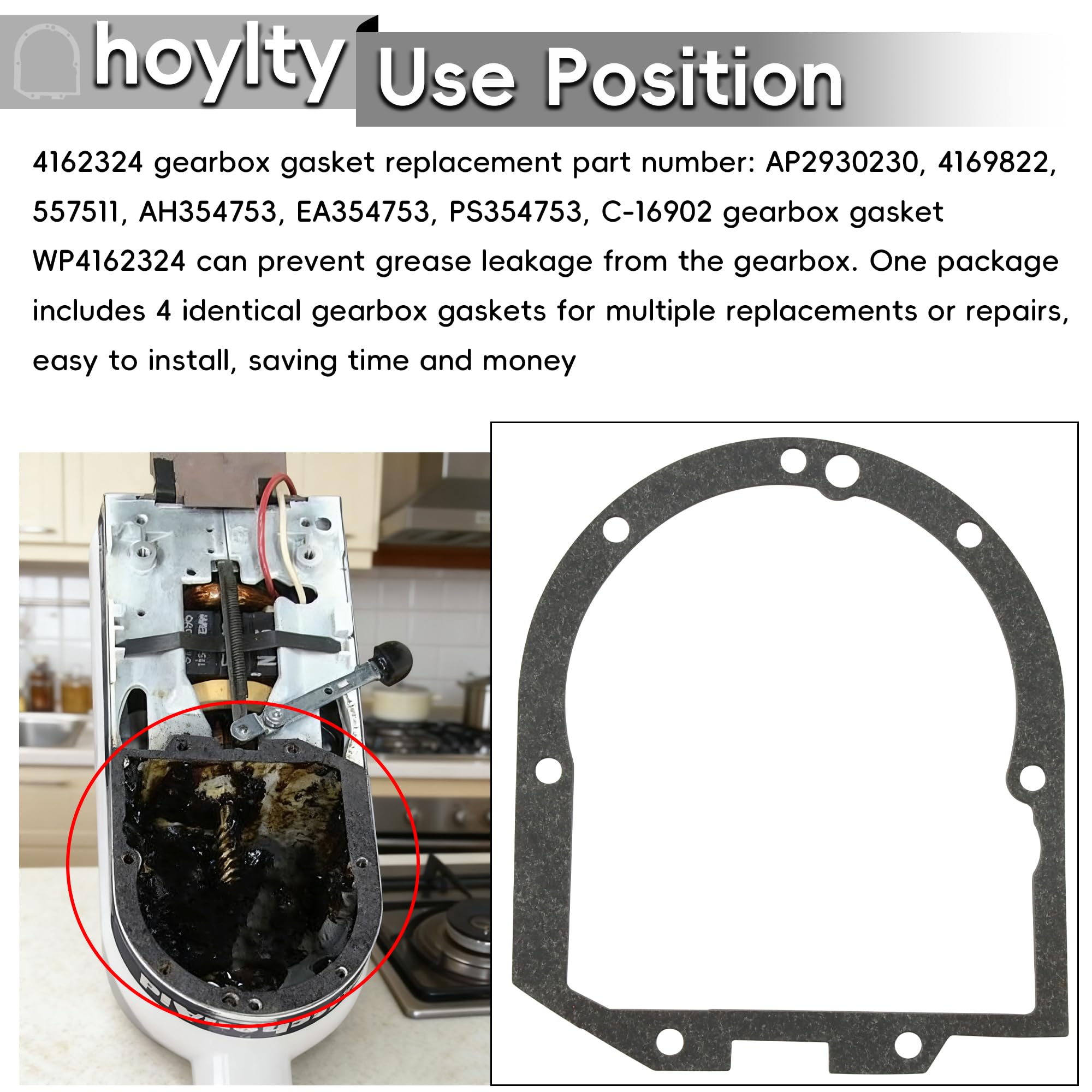 Kitchenaid compatible gasket fits K45 and KSM75