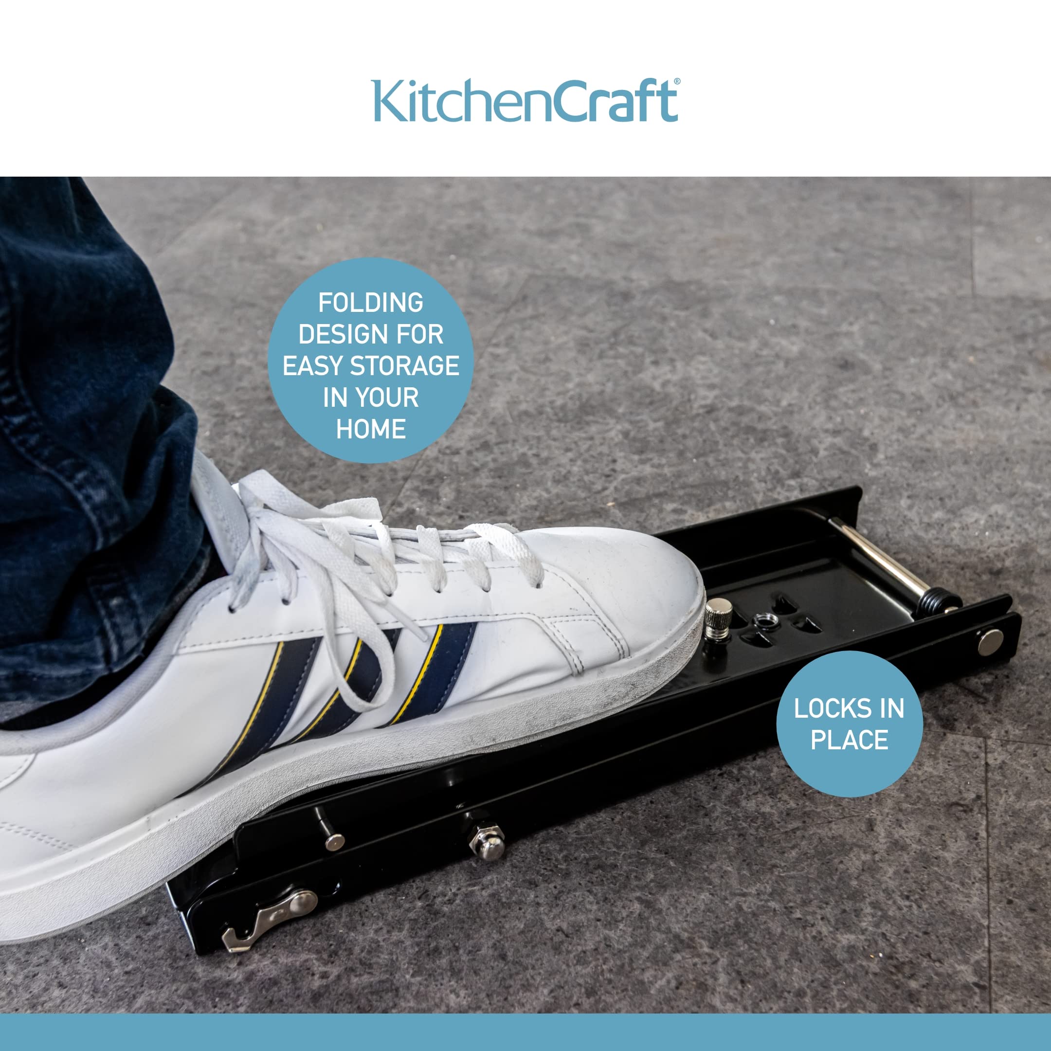 Dog food tins being crushed in KitchenCraft can crusher