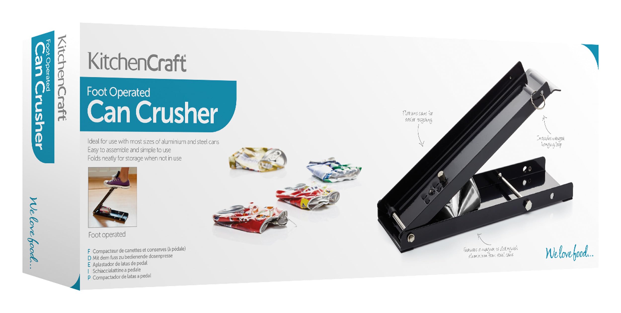 Piercing screw and support bar feature in KitchenCraft can crusher
