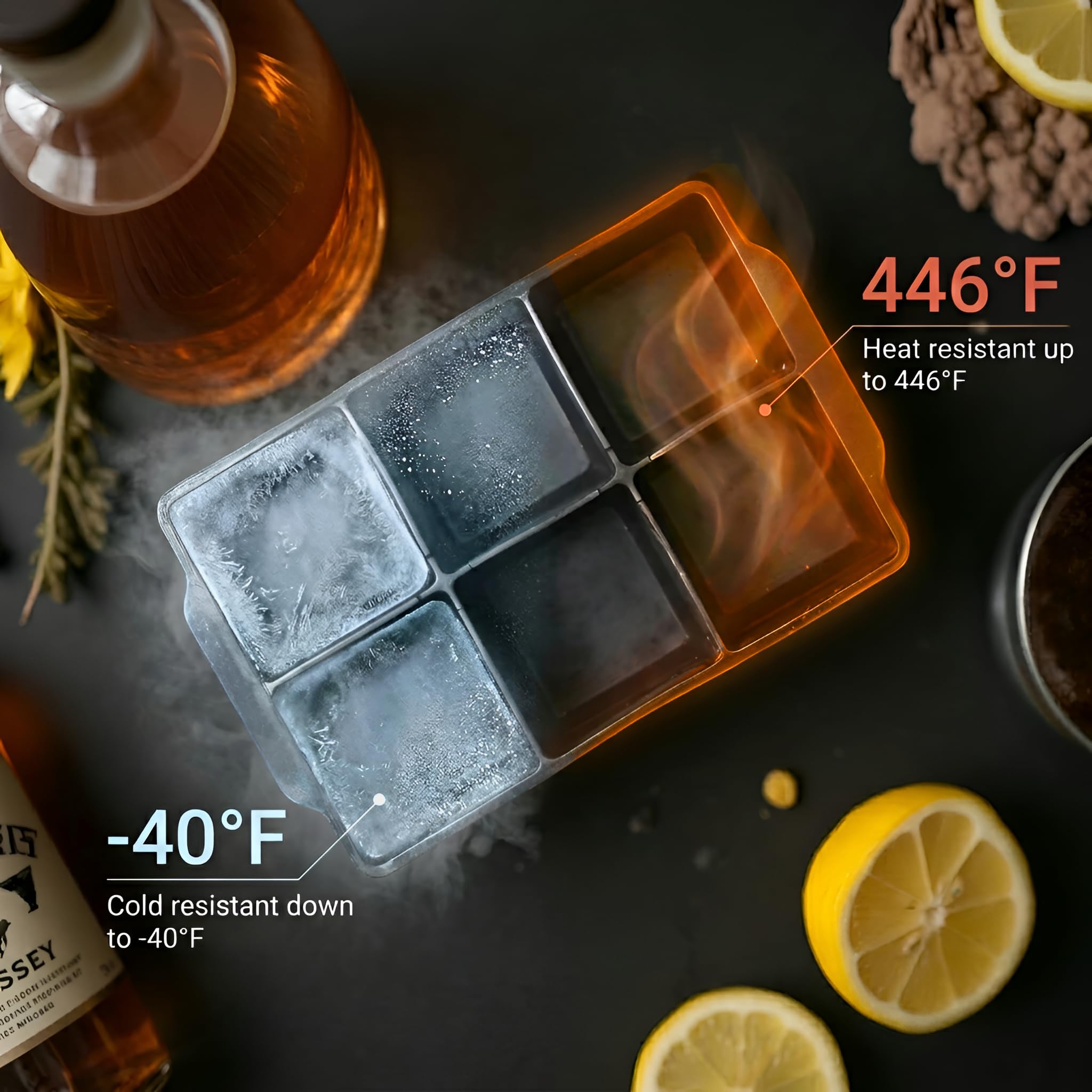 2-pack silicone ice cube tray for large ice cubes