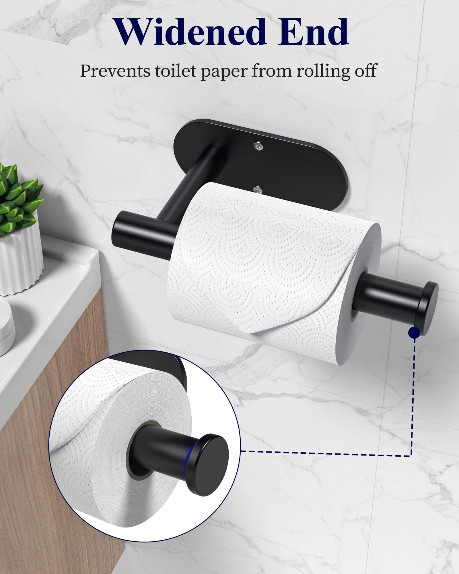 Kitsure 6.5 inch arm toilet paper holder supports large rolls