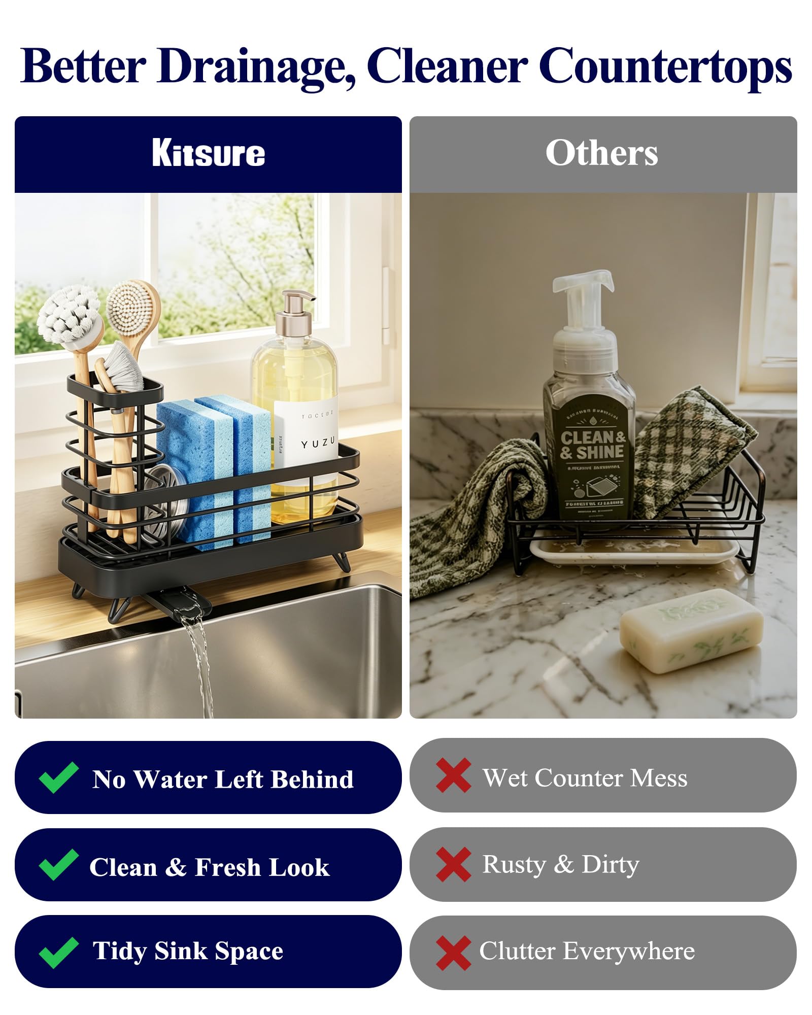 Kitsure sponge holder brush holder external mounting option