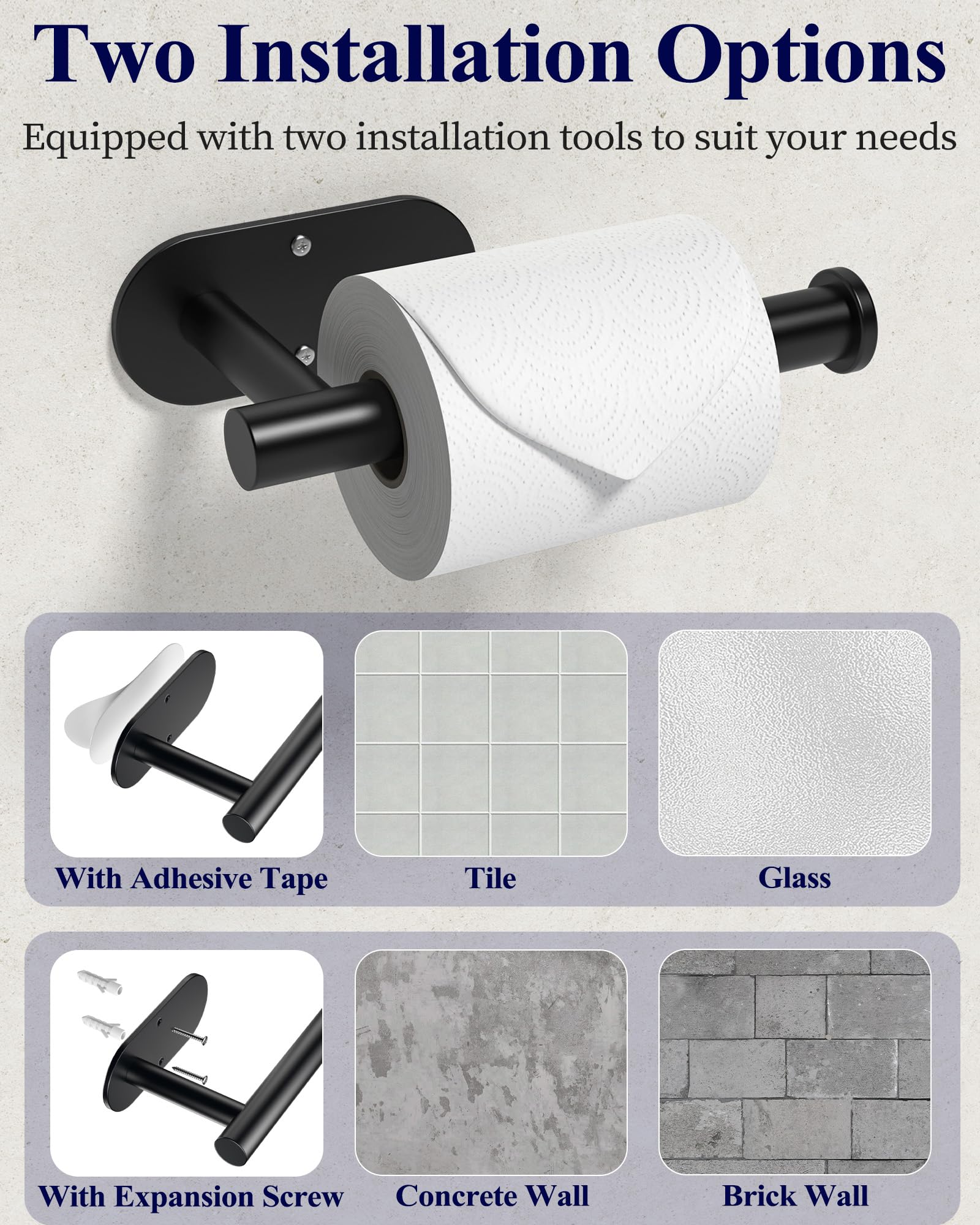 Kitsure wall-mount adhesive installation toilet paper holder