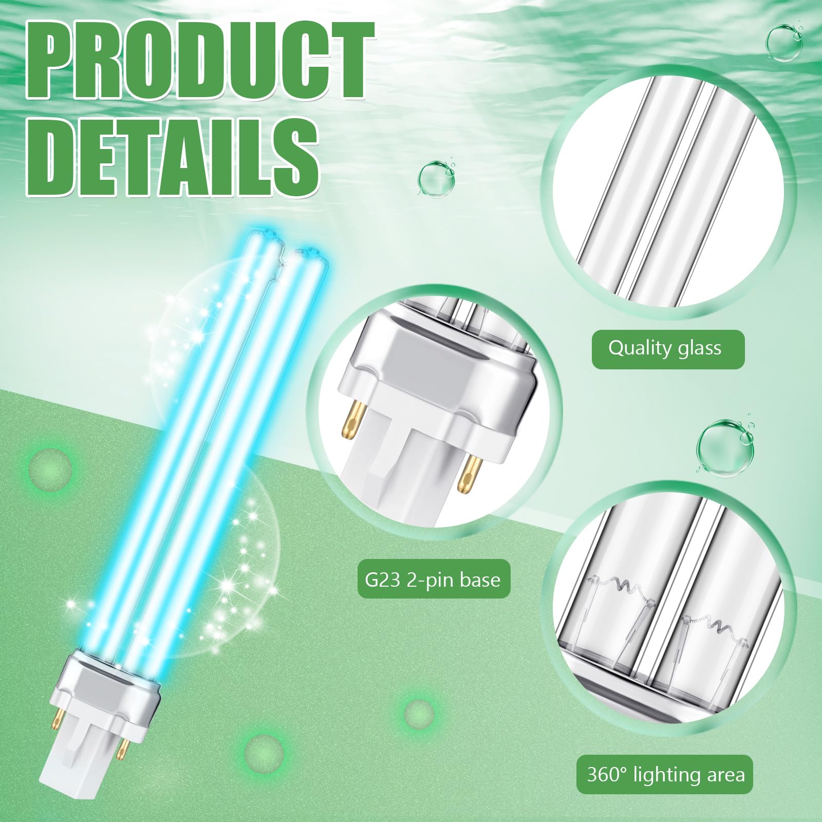 UV-C compatible bulbs with UVE9 CF400 CF500 UVCP-9 JUP-01