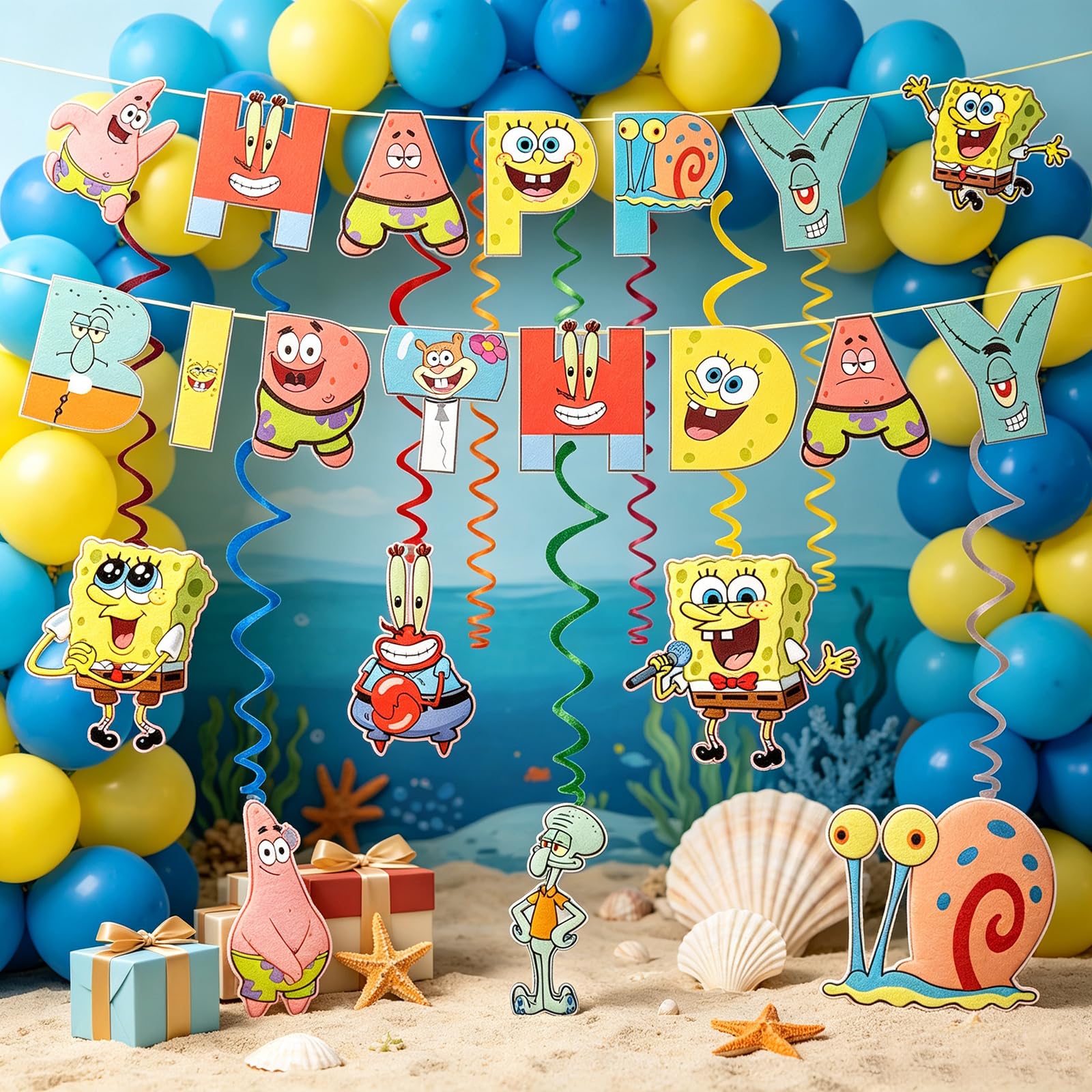 Pennant flag style banner spelling HAPPY BIRTHDAY