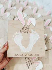 DIY Easter Bunny footprint sign birch laser cut image