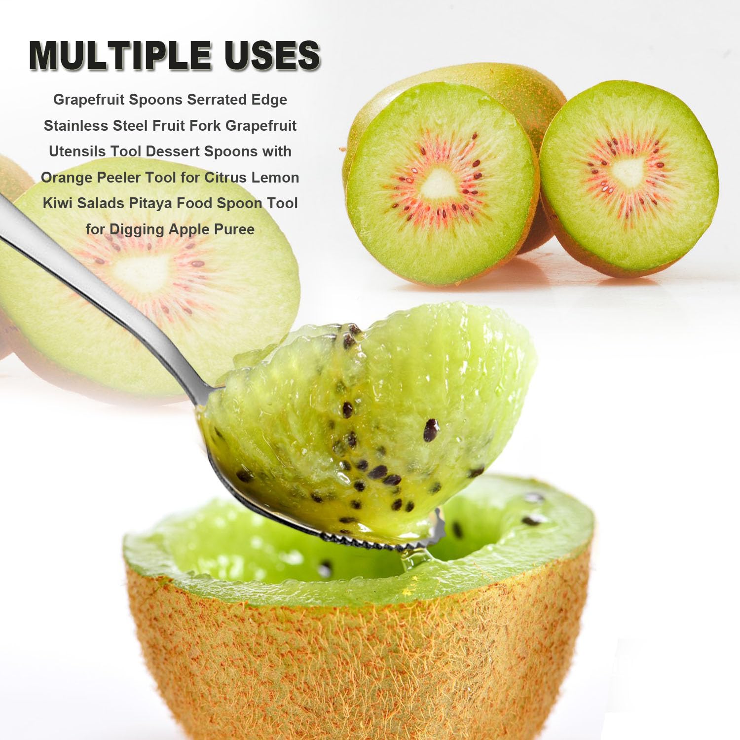 Kiwi melon pitaya spoons for fruit prep