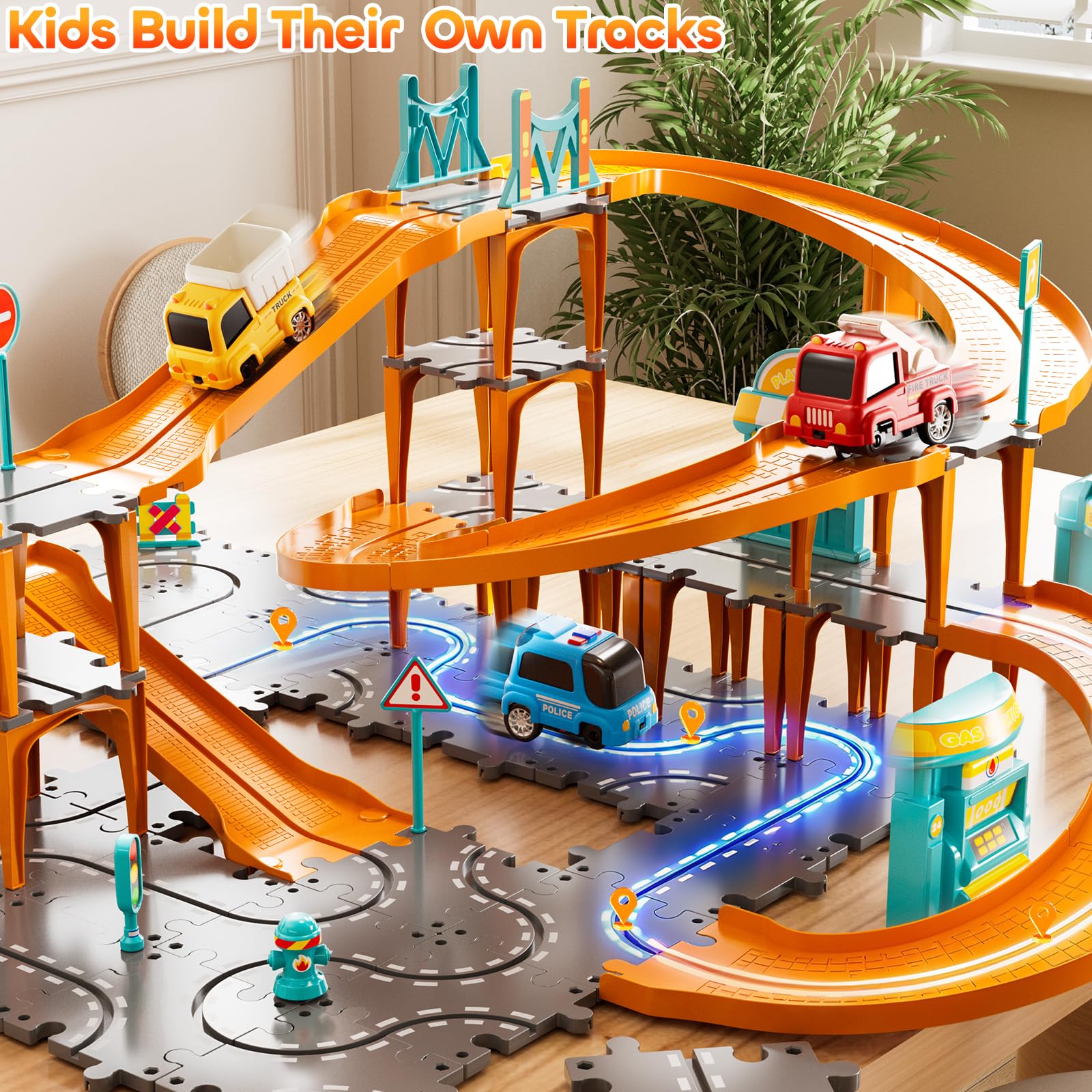 Traffic parts for imaginative driving in puzzle racer set