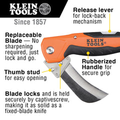 Close up of hawkbill blade on Klein Tools 44218