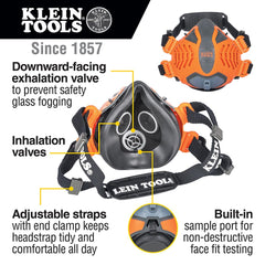 Klein Tools 60552 reusable P100 half-mask respirator side view
