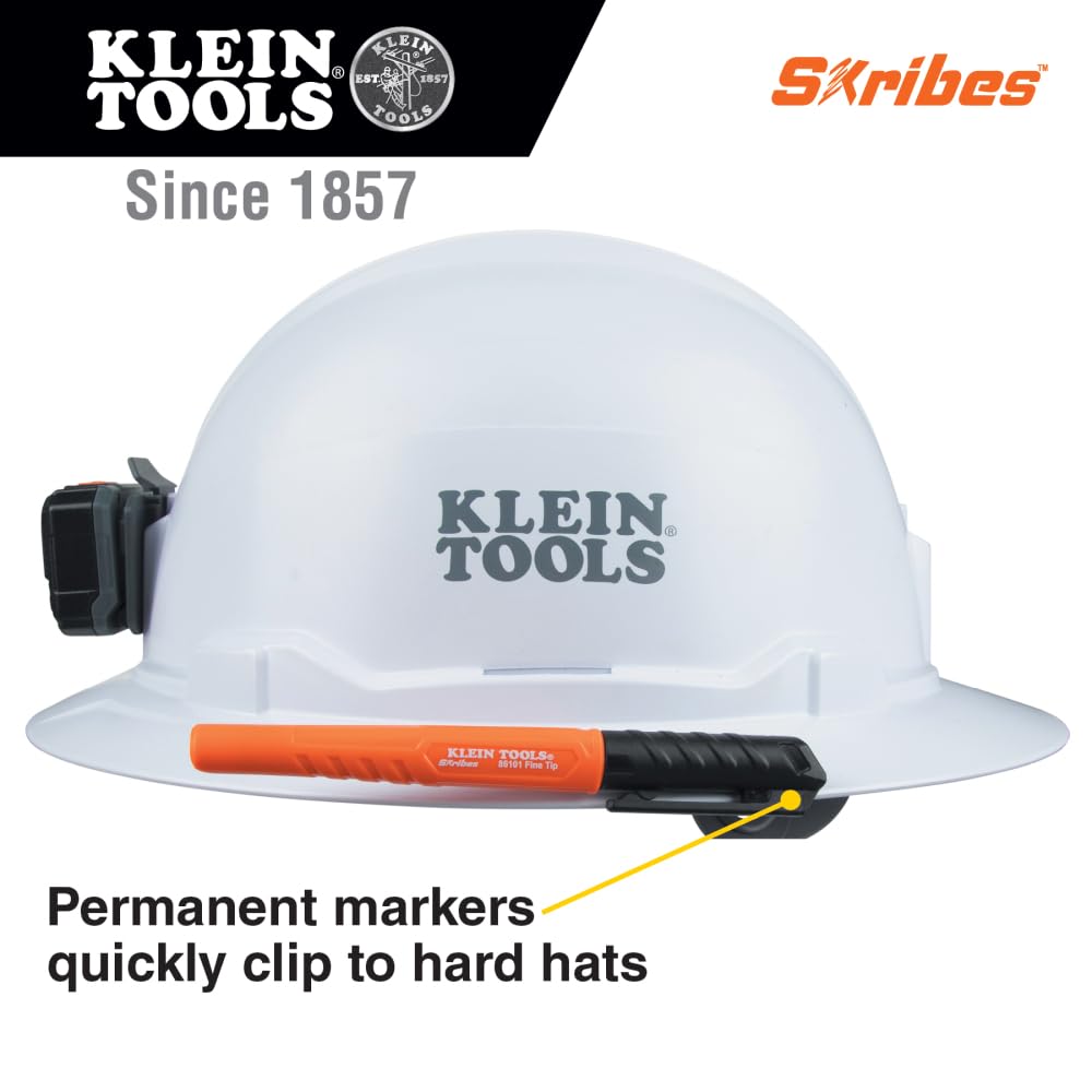 Close up of Klein Tools Skribes fine tip permanent marker black ink