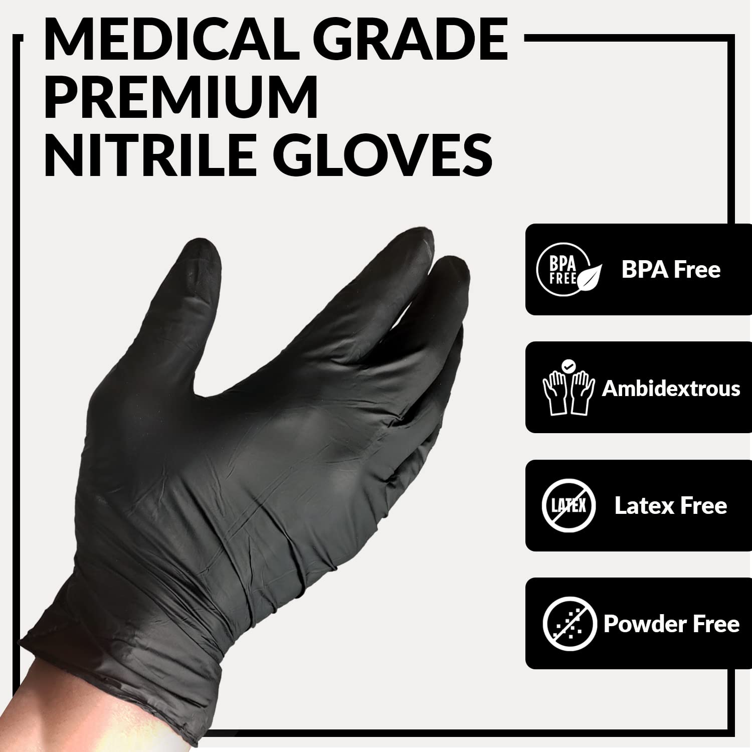 Beaded cuffs ambidextrous design Klex nitrile gloves medical use