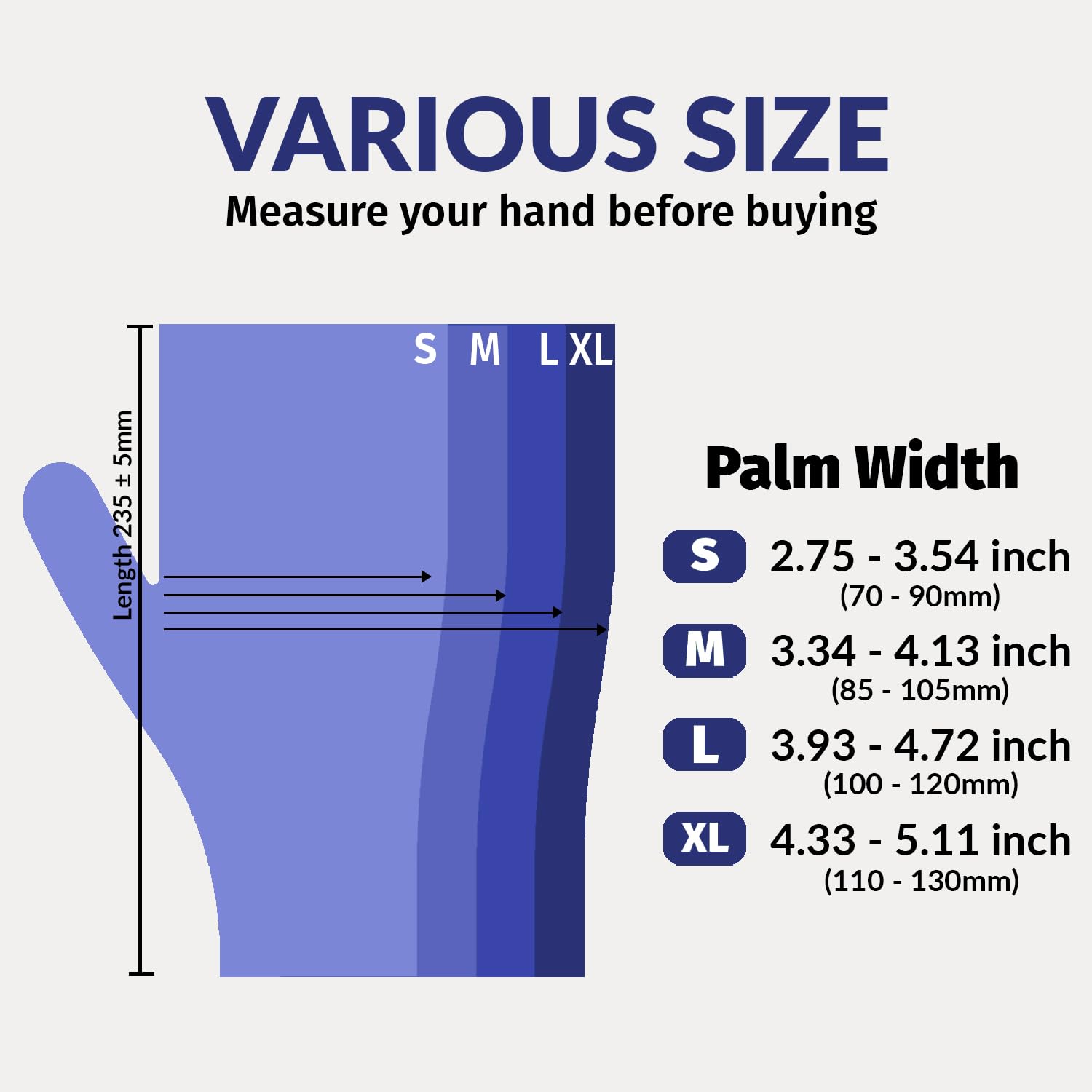 Light Violet color nitrile exam gloves size M