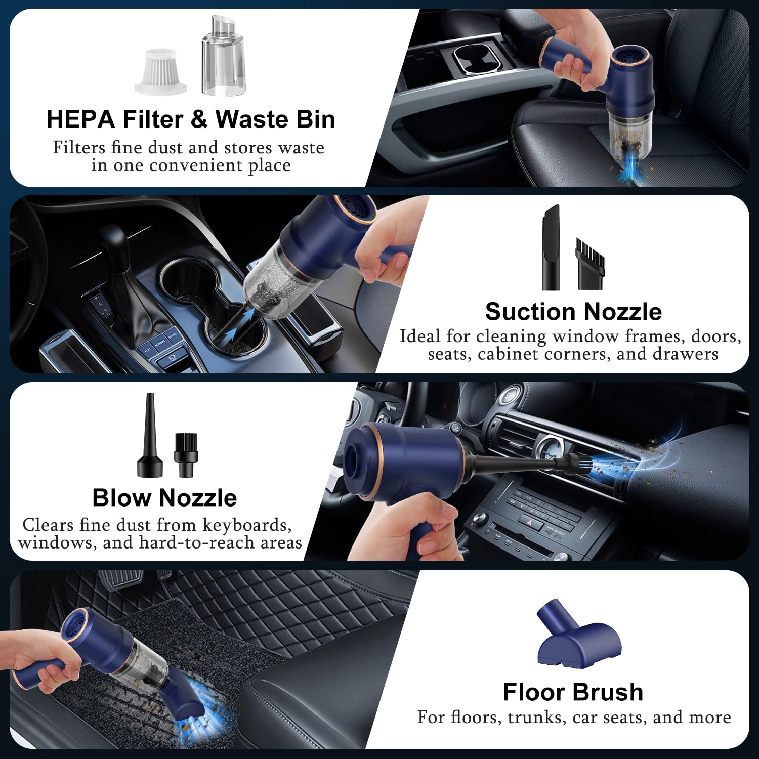 KMM washable HEPA filter and easy dust cup access