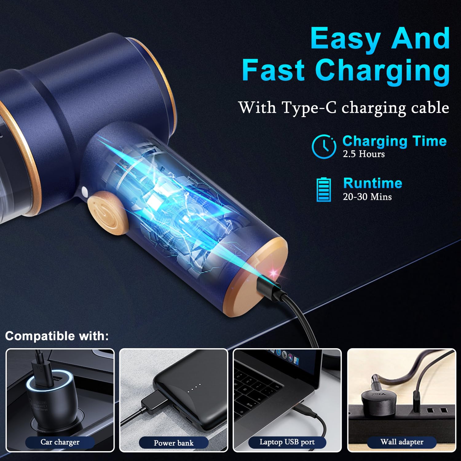 KMM vacuum cleaner with LED light for dark spaces