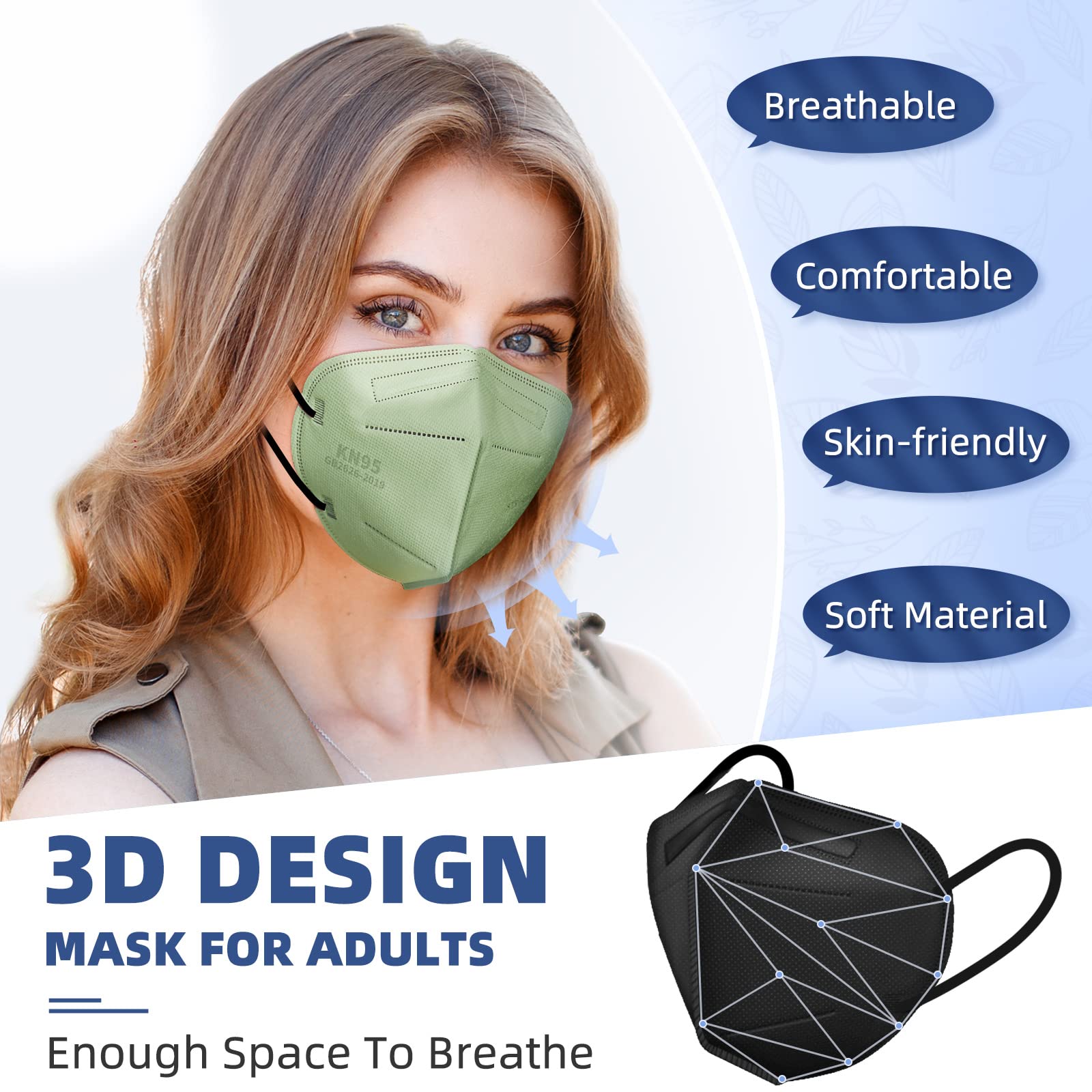 Individually wrapped KN95 masks in 10 colors