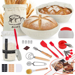 KNEDWRMY complete sourdough starter kit main set with banneton baskets