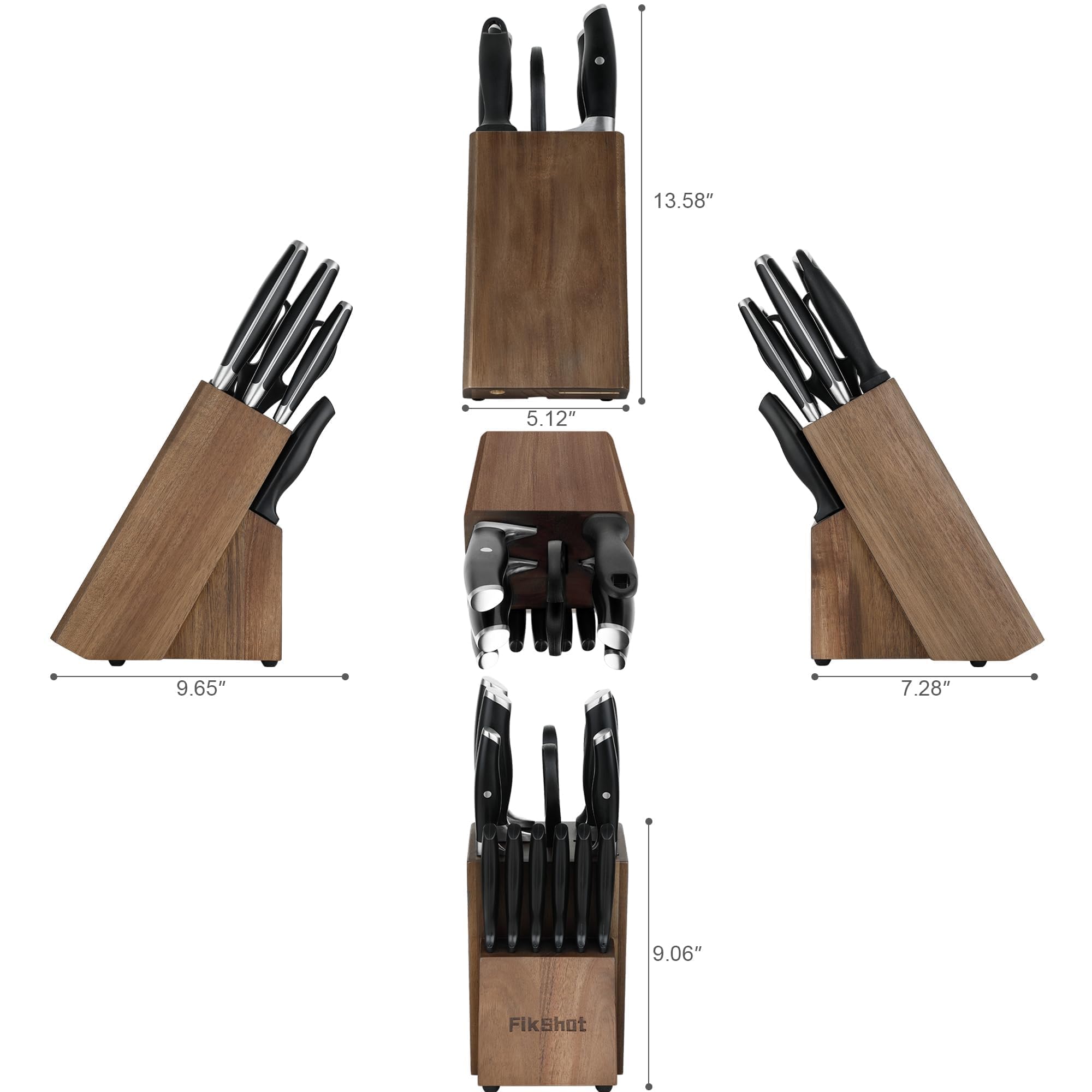 hardwood block with built-in sharpener for Fikshot set