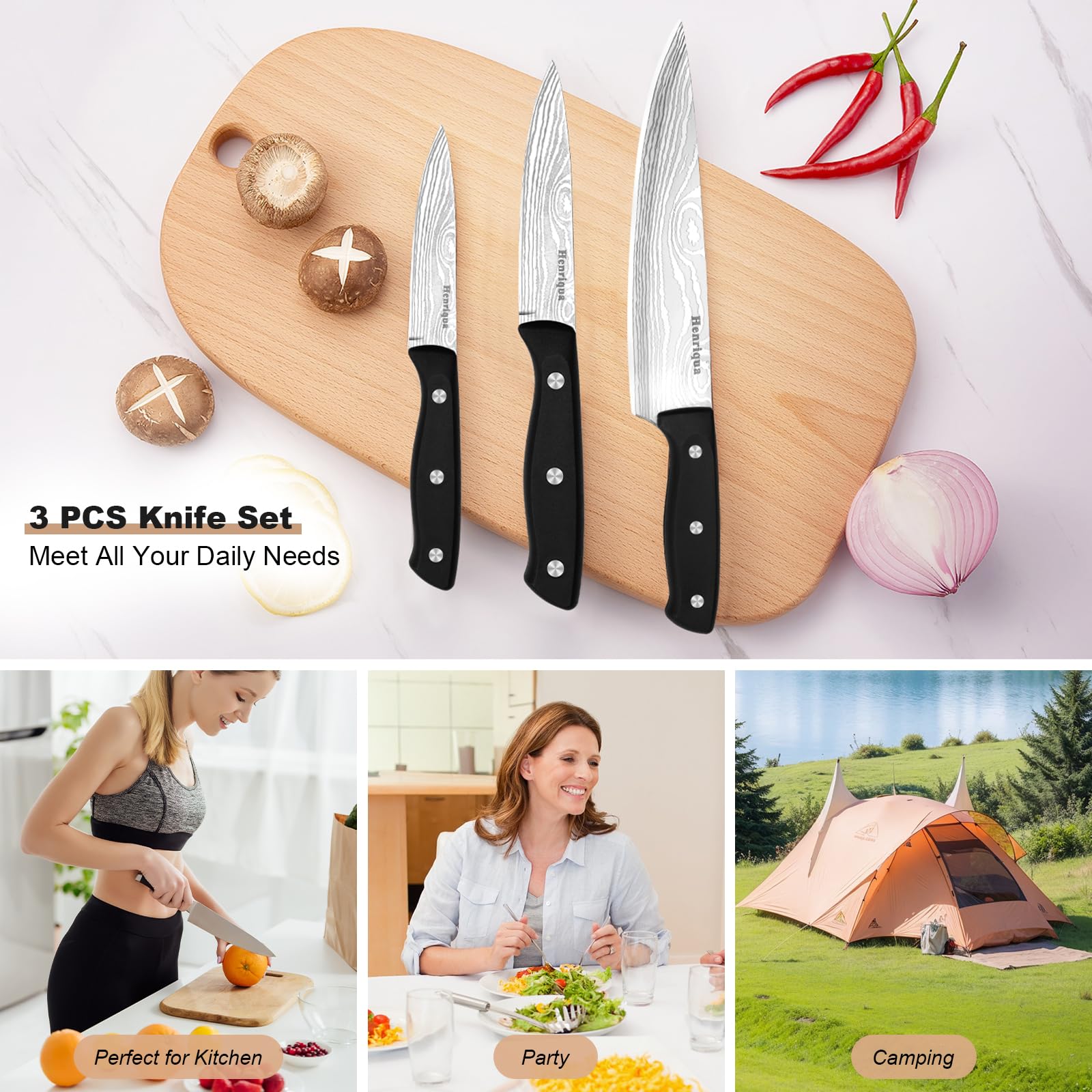three knife covers for 3PCS chef knife set