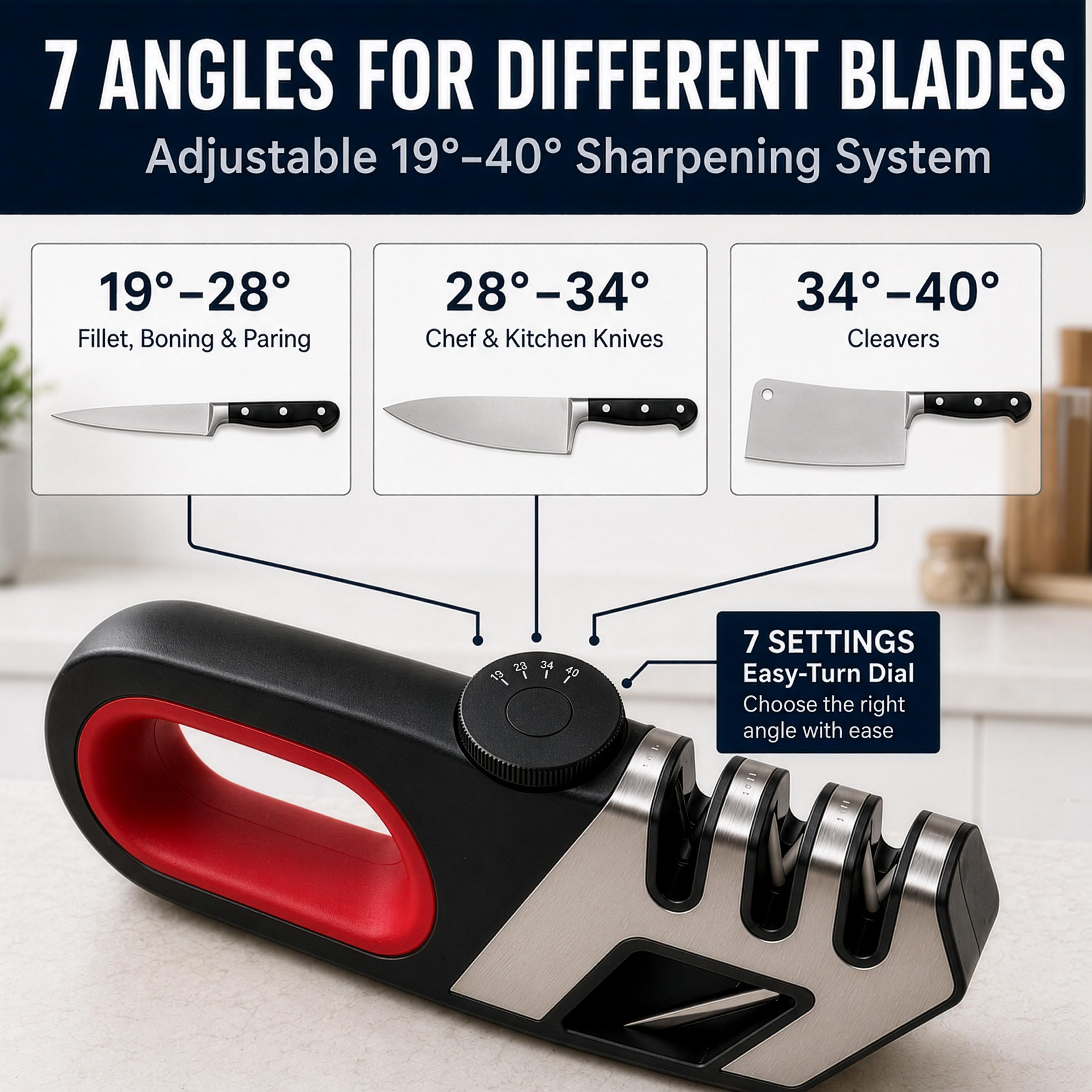 Knife Sharpener 7 angles selector closeup