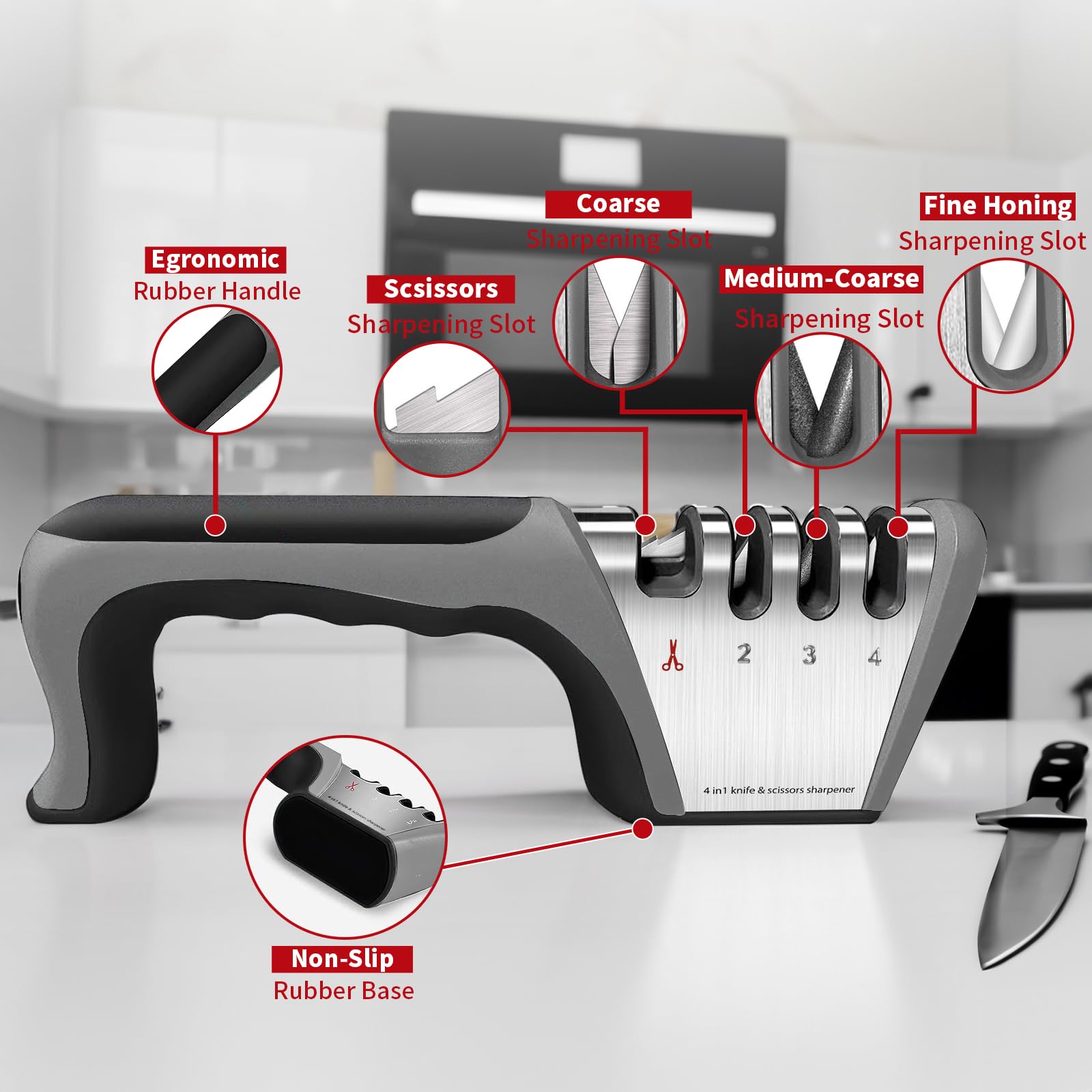 manual kitchen sharpener for knives and scissors