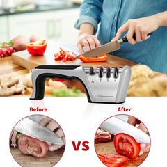 compact black knife sharpener with 4-stage slots