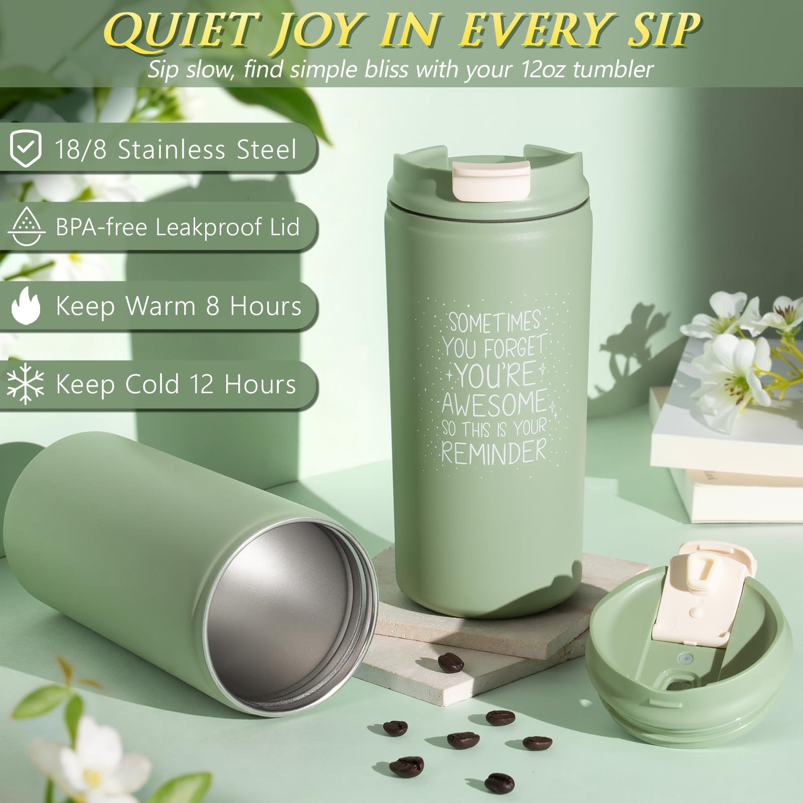 12oz insulated tumbler with double-wall stainless steel