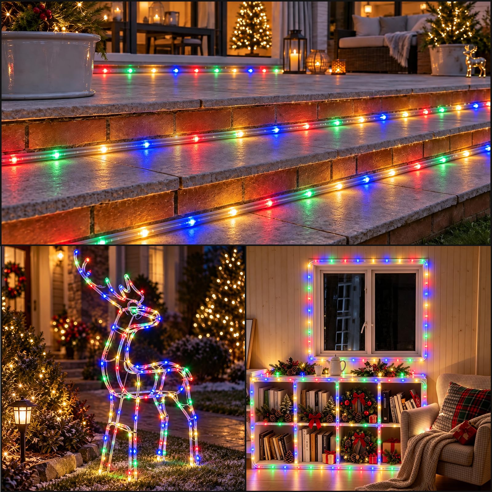 360-degree illumination from clear PVC rope light